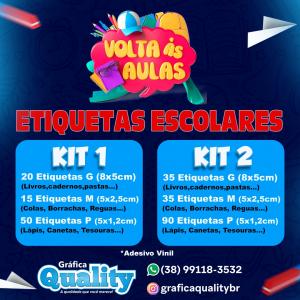 Etiquetas Escolares 2025 - KIT 1 Adesivo Vinil - Impressão Eco Solvente     