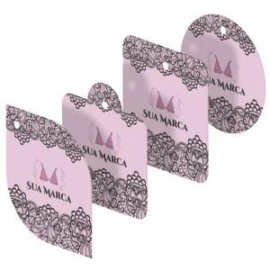 MINI TAG ESPECIAL - PADRÃO FURO Couchê 250g 4x5cm FRENTE E VERSO COLORIDO Verniz Uv Total Frente  